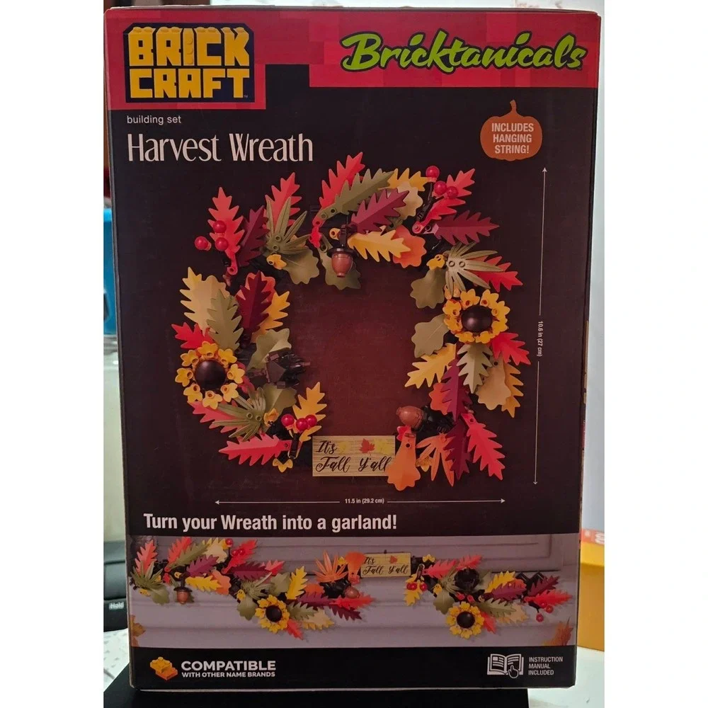Fall Wreath Building Kit 2-in-1 Autumn Decor‎ Acorns Sunflowers 382 Pieces New